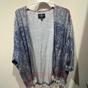 American Rag Blue and Pink Kimono Cardigan